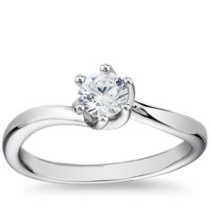 Tapered Twist Six-Prong Solitaire Engagement Ring in 18k White Gold